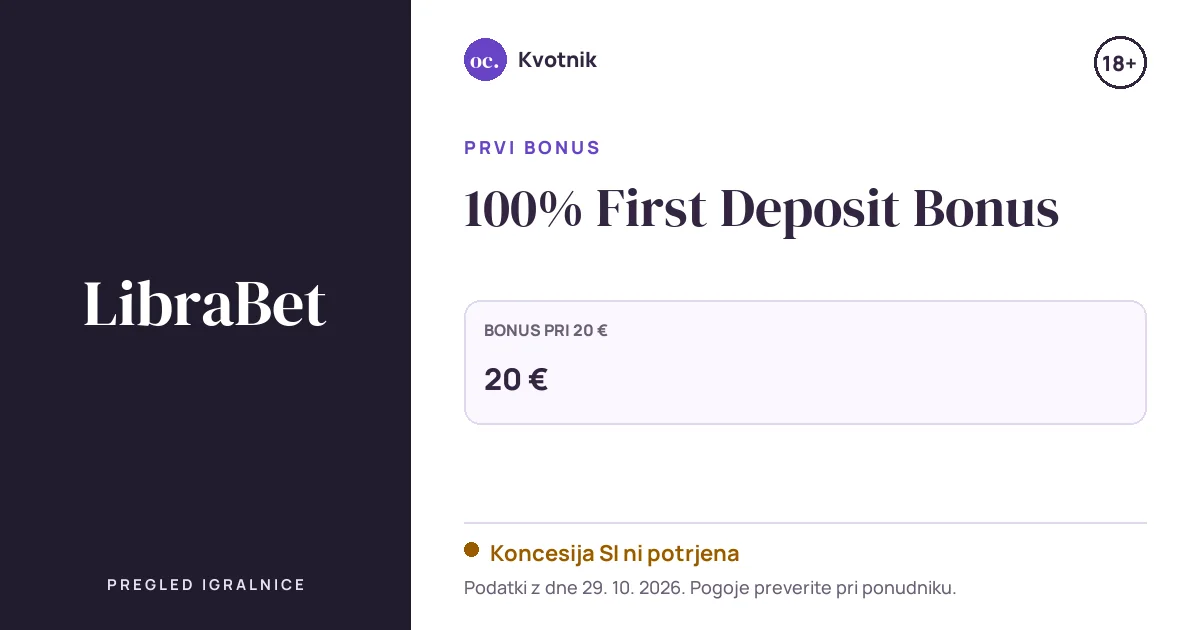Bonus LibraBet: 100% First Deposit Bonus