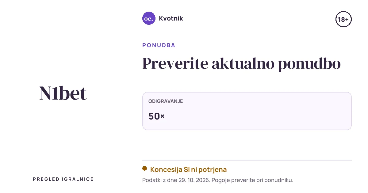Ponudba N1bet: Preverite aktualno ponudbo, odigravanje 50×