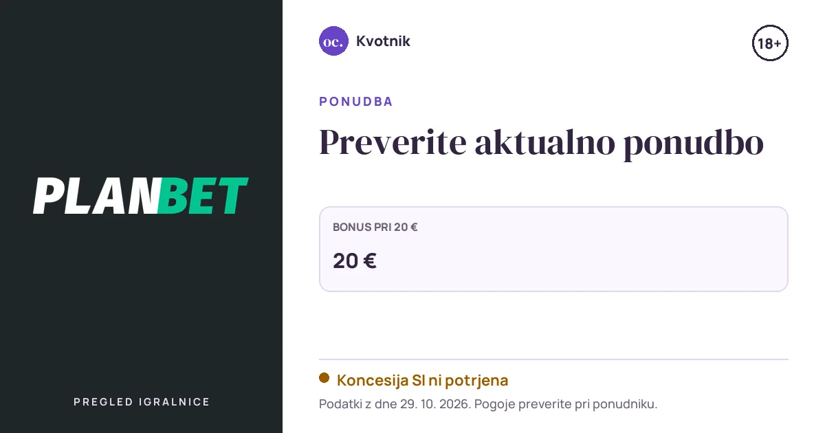Ponudba Planbet: Preverite aktualno ponudbo