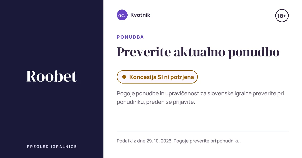 Ponudba Roobet: Preverite aktualno ponudbo