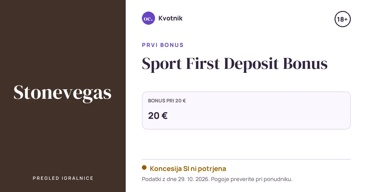 Bonus Stonevegas: Sport First Deposit Bonus